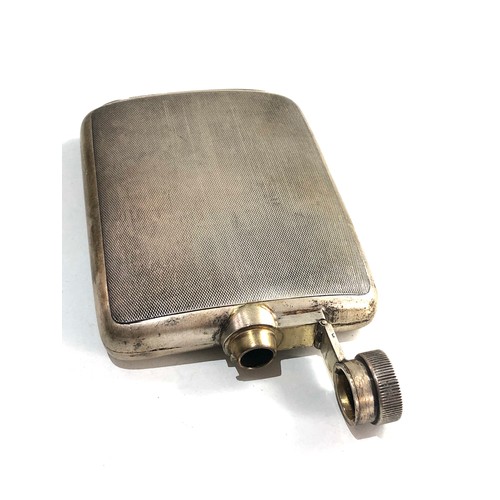 35 - Large mappin & webb silver engine turned hip flask measures approx 13.5cm by 9cm weight 165g