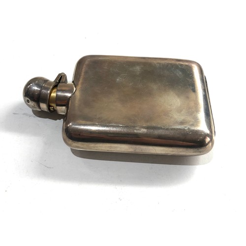 36 - Antique silver hip flask by james dixon & sons measures approx 11.5cm by 7.5cm weight 115g