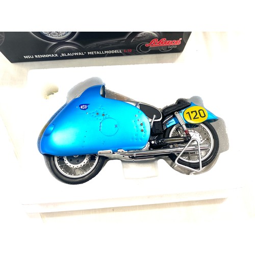 158 - Boxed Schuco 1945 nsu Rennmax Blauwal Metallmodell 1:10