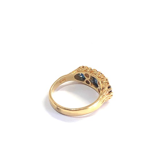 112 - 18ct gold diamond and sapphire ring weight 5.3g