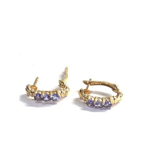 114 - 14ct gold & tanzanite earrings weight 3.7g