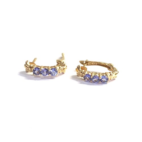 114 - 14ct gold & tanzanite earrings weight 3.7g