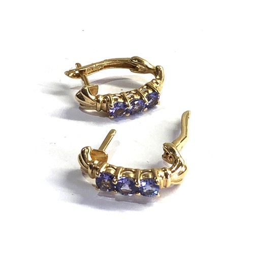 114 - 14ct gold & tanzanite earrings weight 3.7g