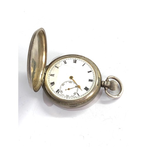 473 - Silver full hunter pocket watch spares or repair