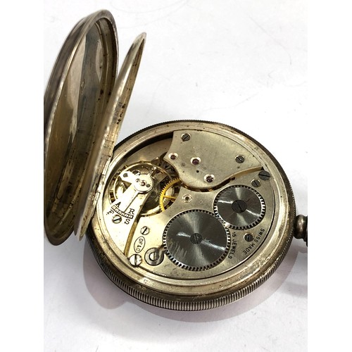 473 - Silver full hunter pocket watch spares or repair