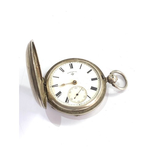 474 - Silver full hunter pocket watch spares or repair