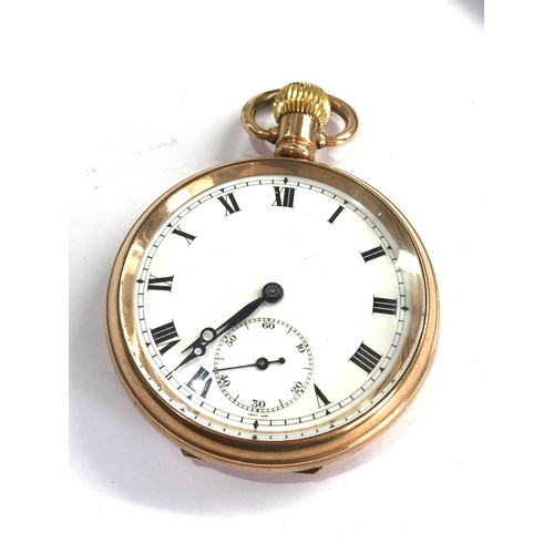 477 - Antique Gold plated open face pocket watch ticking