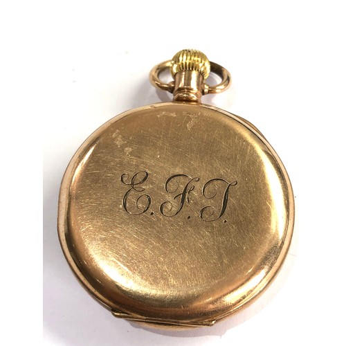 477 - Antique Gold plated open face pocket watch ticking