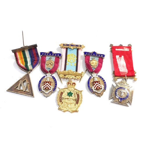 555 - 5 hallmarked silver masonic / r.a.o.b  jewels