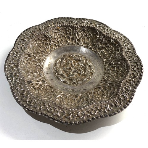 67 - Asian embossed silver bowl measures approx 20cm dia weight 170g