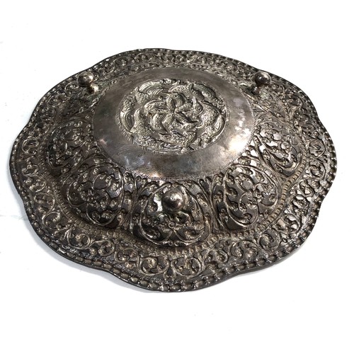 67 - Asian embossed silver bowl measures approx 20cm dia weight 170g