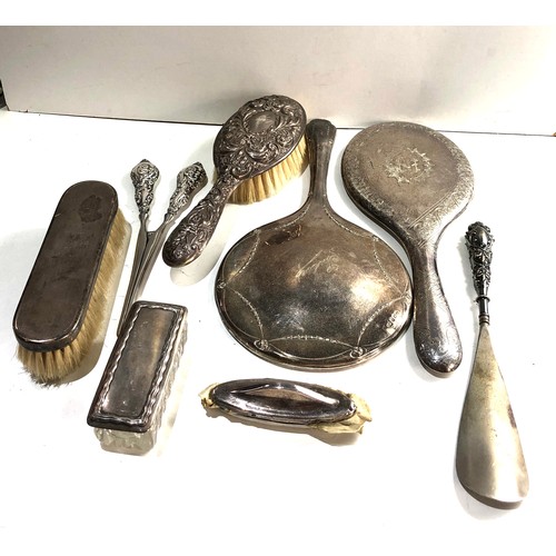 58 - Selection of silver items includes dressing table mirrors brushes etc