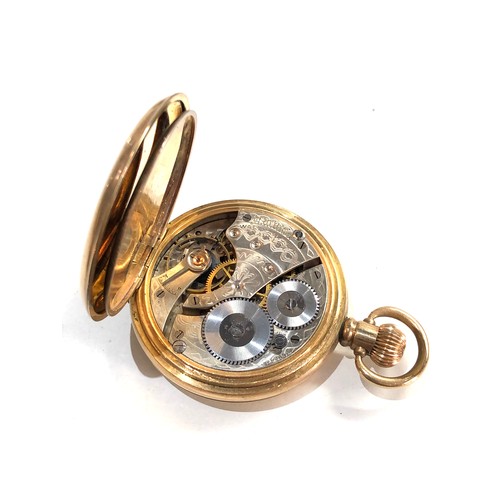 494 - Gold plated waltham full hunter pocket watch in working order but no warranty given