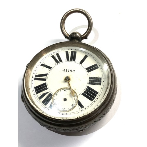 498 - Large Silver open face fusee pocket watch in non working order but no warranty given missing second ... 