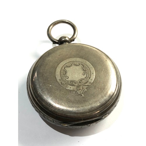 498 - Large Silver open face fusee pocket watch in non working order but no warranty given missing second ... 