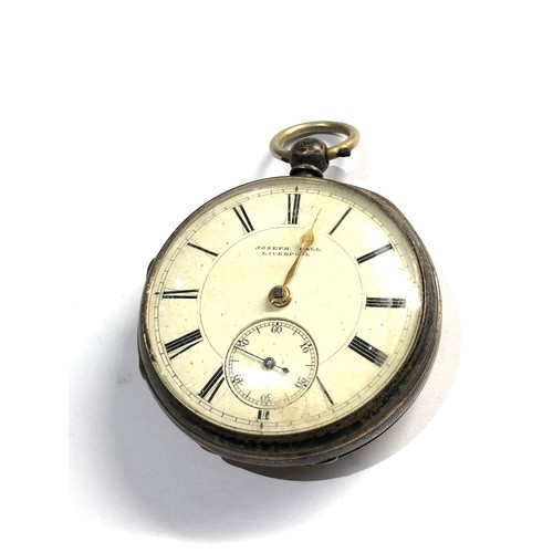 493 - Large Silver open face pocket joseph ball of liverpool watch in non working order  no warranty given... 