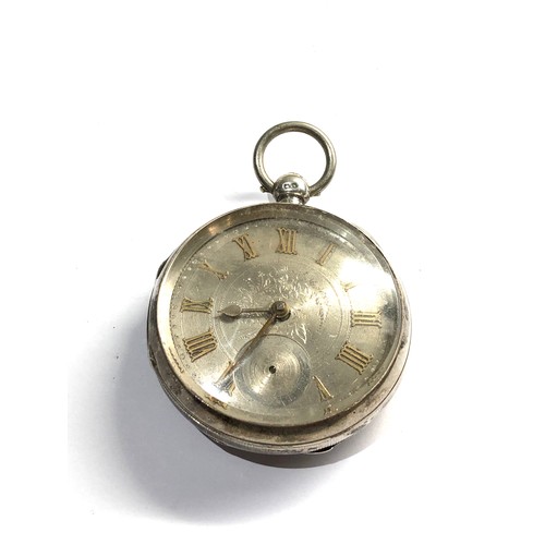 490 - Large Silver dial open face pocket watch in working order but no warranty given missing second hands... 