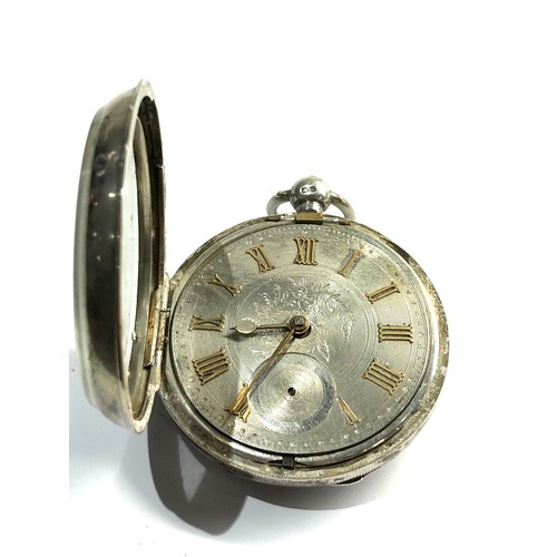 490 - Large Silver dial open face pocket watch in working order but no warranty given missing second hands... 