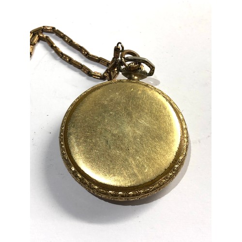 492 - Gold plated elgin pocket watch in working order but no warranty given gold plated chain