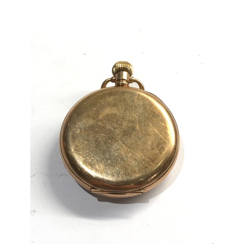 502 - Cudos gold plated open face pocket watch hand winding working order but no warranty given