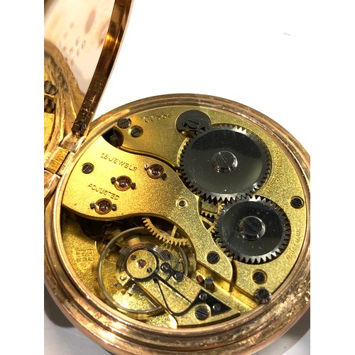 502 - Cudos gold plated open face pocket watch hand winding working order but no warranty given