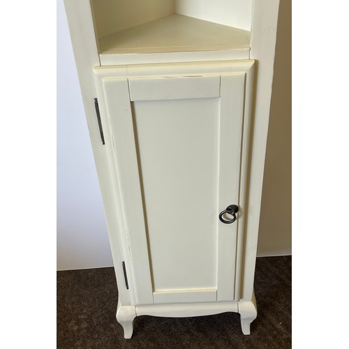 361 - Corner one door cream bathroom cabinet measures approx 51.5