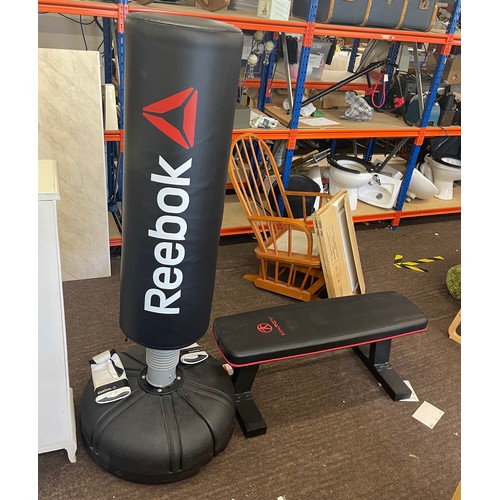 356 - Reebok punch bag and a Marcy exercise bench