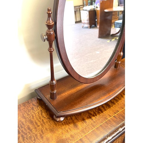 367 - Small ornate dressing table mirror, approximate height 17 inches, Width 14 inches, Depth of base 7 i... 