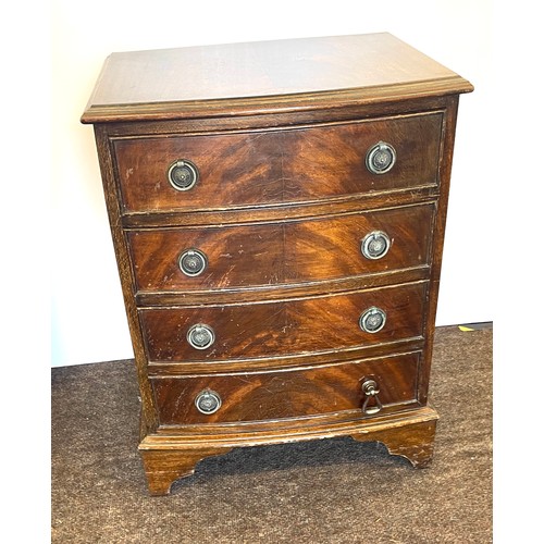 337 - 4 Drawer bow fronted miniature mahogany chest, Height 24 inches, Width 18 inches, Depth 14 inches