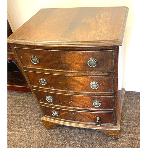 337 - 4 Drawer bow fronted miniature mahogany chest, Height 24 inches, Width 18 inches, Depth 14 inches