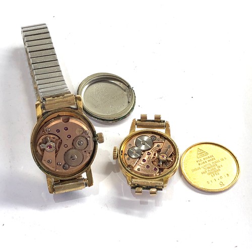 467 - 2 vintage ladies omega gold plated wrist watches spares or repair