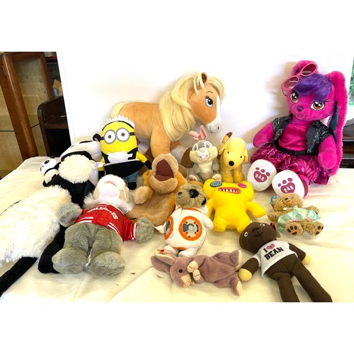 270 - Selection soft toys to include Disney, Build a bear etc