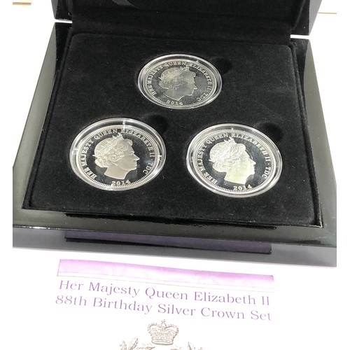 535 - Her Majesty queen elizabeth 11 88th birthday proof silver crown set