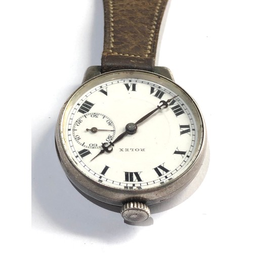 464 - A Rare silver Rolex Doctors /nurses watch circa 1920s  white enamel dial with applied Roman numerals... 