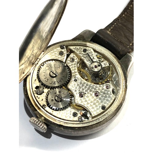 464 - A Rare silver Rolex Doctors /nurses watch circa 1920s  white enamel dial with applied Roman numerals... 