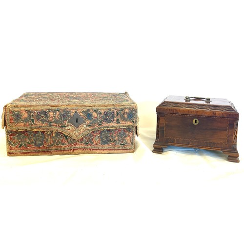 268 - Antique box and a worn needle work box