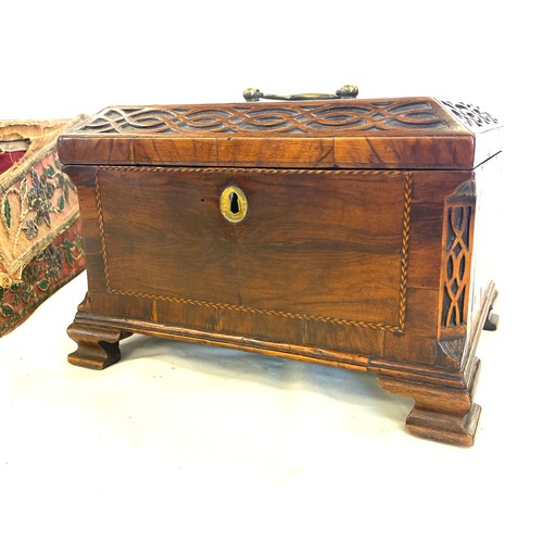 268 - Antique box and a worn needle work box