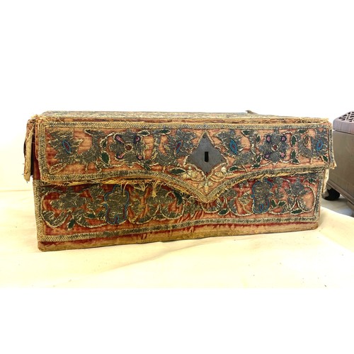 268 - Antique box and a worn needle work box