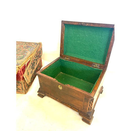 268 - Antique box and a worn needle work box