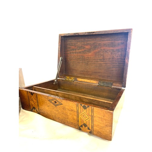 240 - Antique walnut detailed writing slope, Antique inlaid writing box, no slope