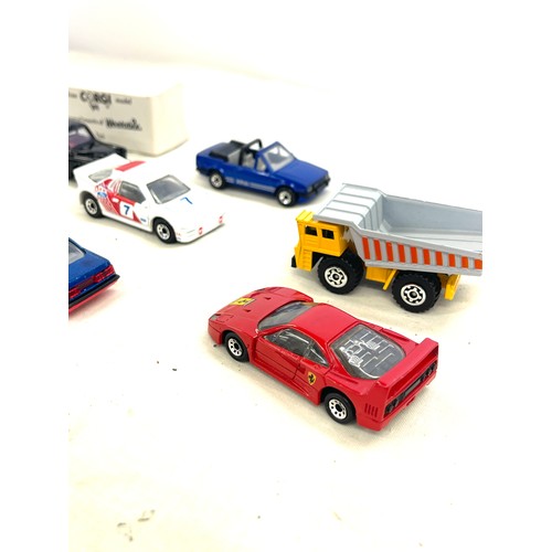 134 - Selection of Corgi and Matchbox cars includes  Dump truck etc, T Bird Turbo Coupe, etc