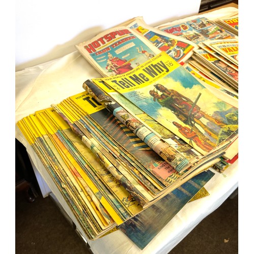 188 - Large selection vintage comics to include Terrific,  Hornet, Hotspurs, Victor, Tell me why etc