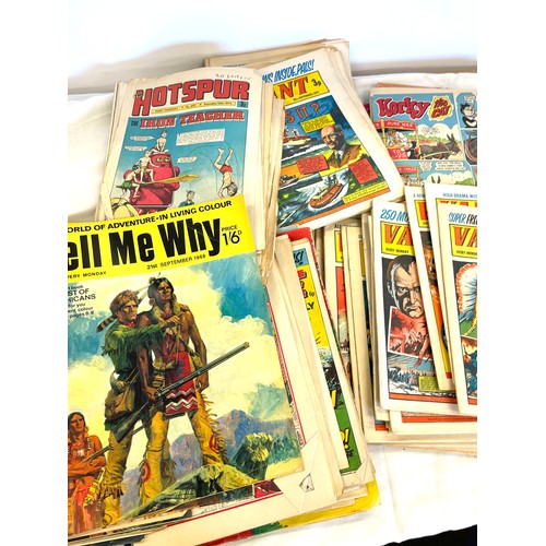 188 - Large selection vintage comics to include Terrific,  Hornet, Hotspurs, Victor, Tell me why etc