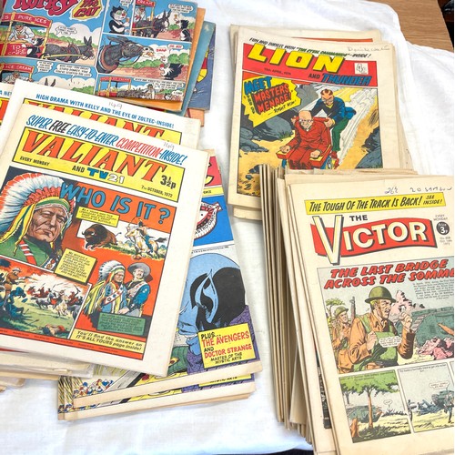 188 - Large selection vintage comics to include Terrific,  Hornet, Hotspurs, Victor, Tell me why etc