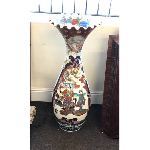 558 - 20th Century Tall Japanese Imari Hand Painted Porcelain Vase measures approx 42ins tall damage as sh... 