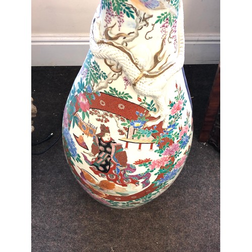 558 - 20th Century Tall Japanese Imari Hand Painted Porcelain Vase measures approx 42ins tall damage as sh... 