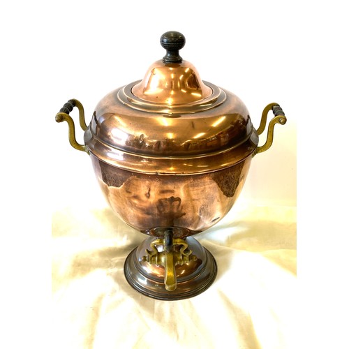 413 - Antique copper samovar, measures approx