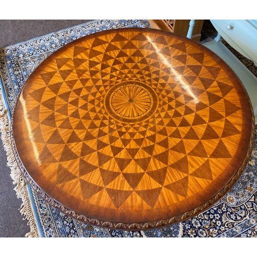 418 - Marquetry top centre table, measures approx 30