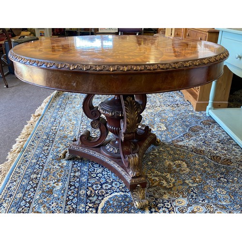 418 - Marquetry top centre table, measures approx 30