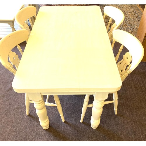 381 - Painted farm house pine table and 4 chairs